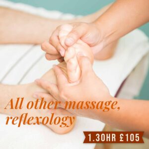 All other massage, reflexology 1h30m